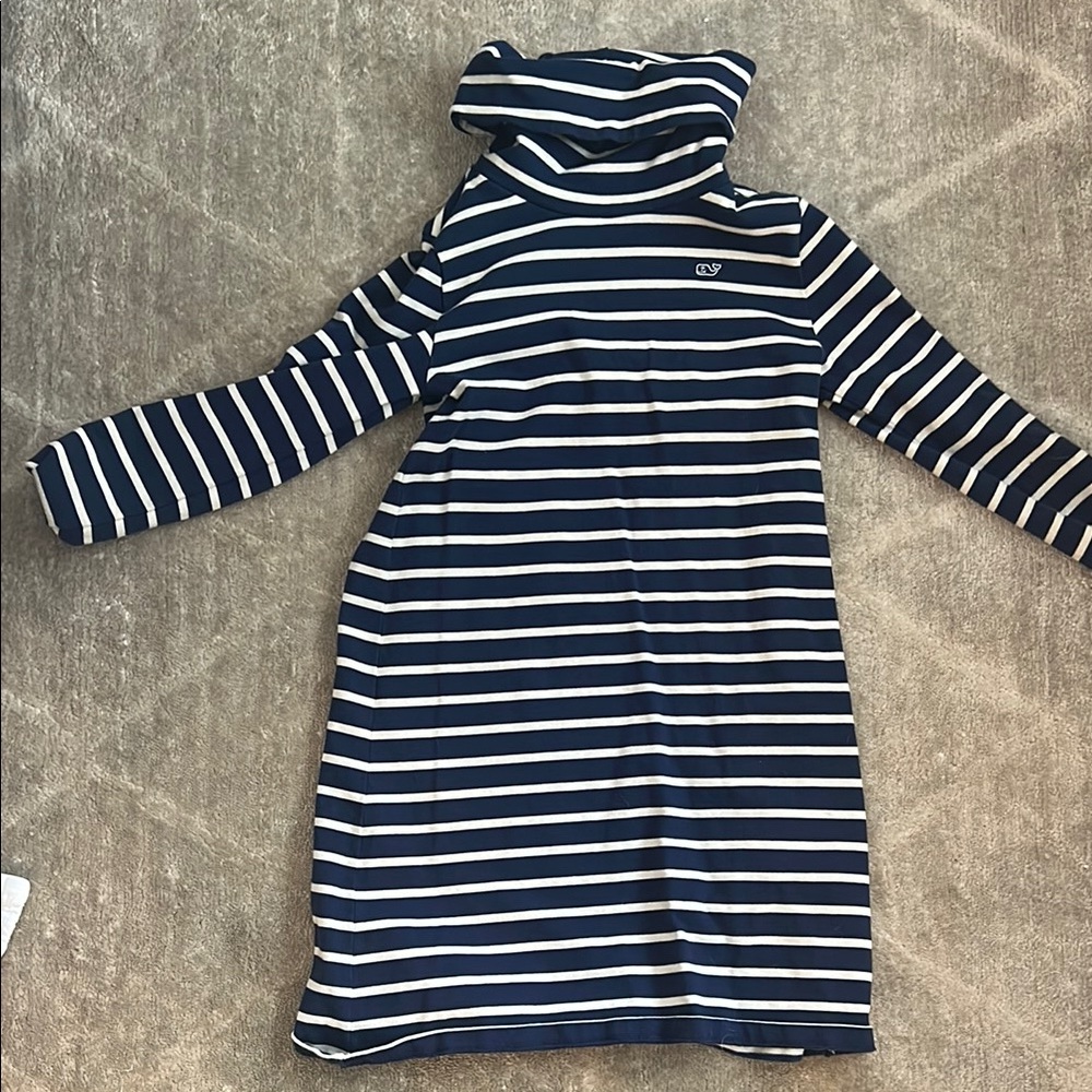 Vineyard Vines Navy and White Striped turtleneck Girls Dress
